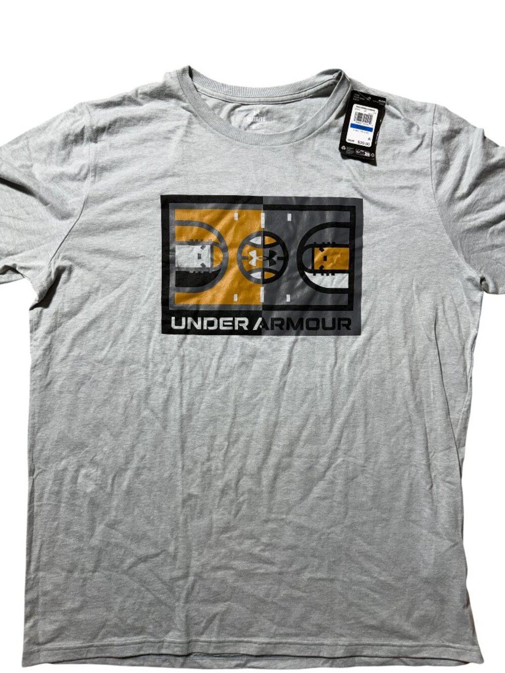 Under Armour Basketball Icon Graphic Tee – Gray Yellow Black – Size XL  NWT